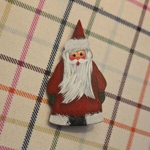 Festive Santa Claus Brooch - Red and White